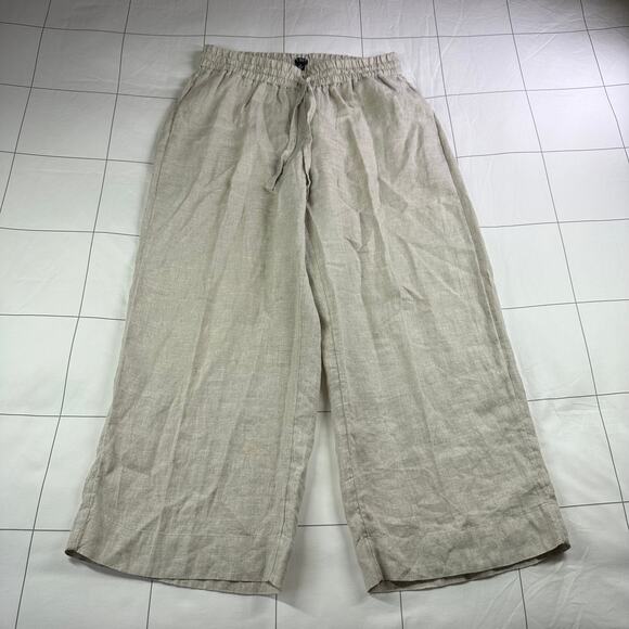 J. Crew Pants Womens Medium Flax Beige Seaside Wide Leg Linen Coastal Relaxed - Picture 3 of 12